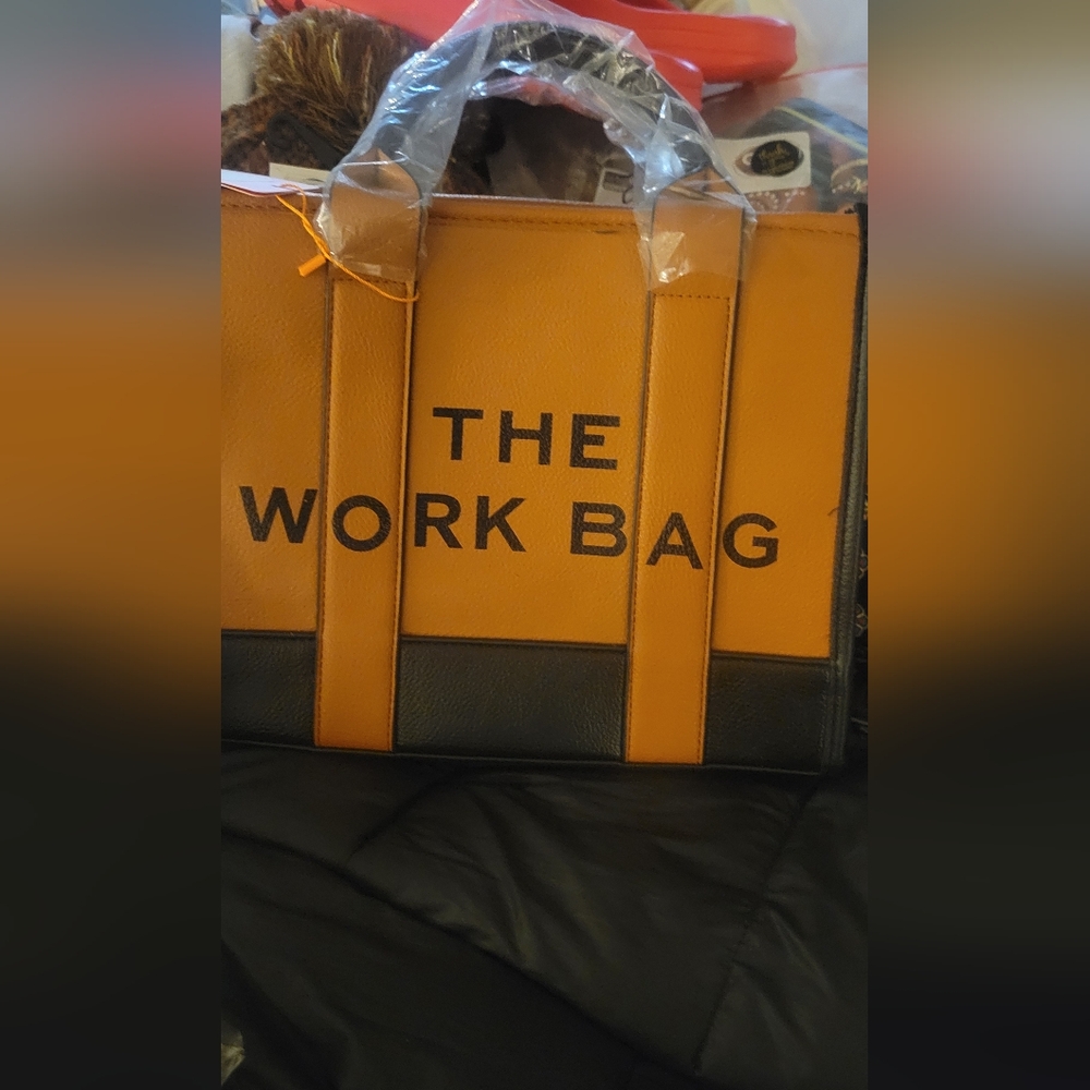 Tan and Black Work Tote